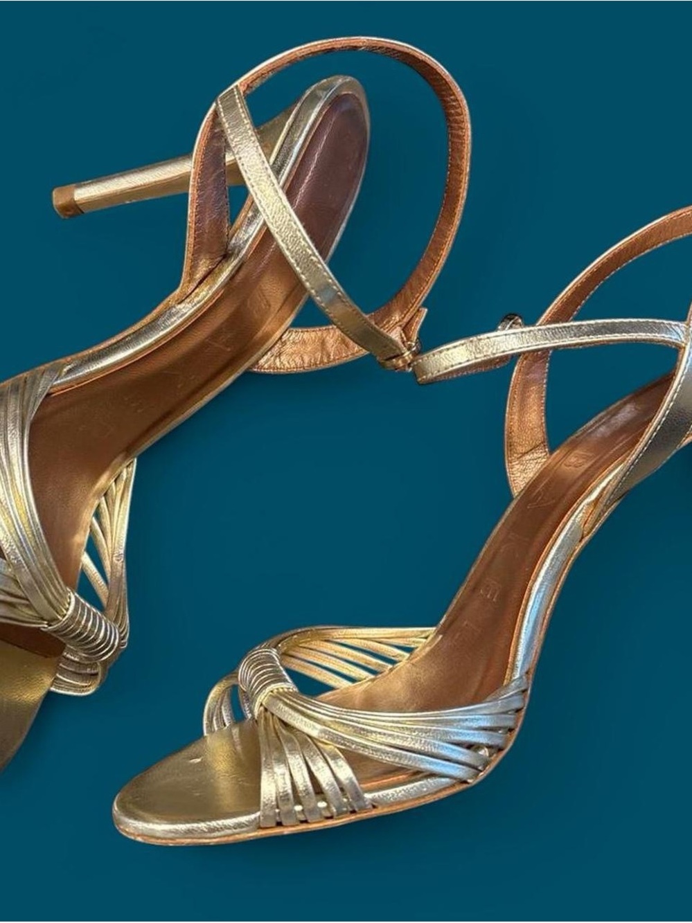 Ted Baker Metallic Gold Strappy Stiletto Sandals